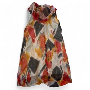 Kenar Cowl Neck Abstract Multicolor Sunset Dress
